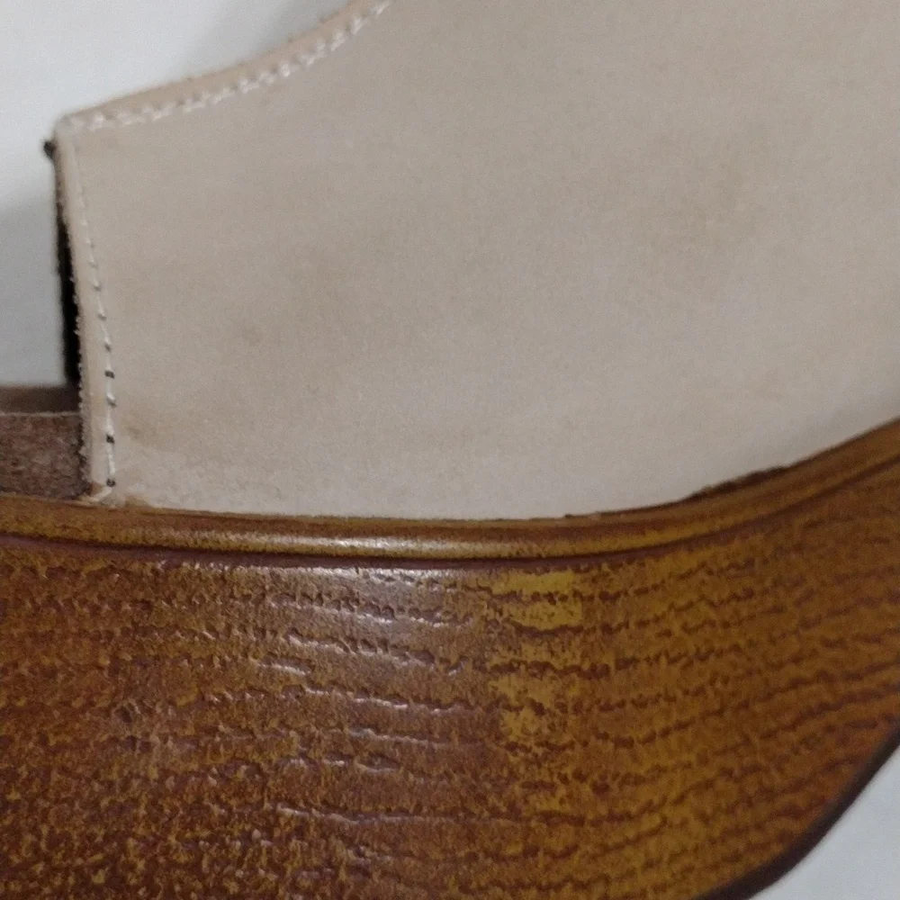House of Harlow 1960 Leather Platform Block Heel Sandals Lightweight Summer 7.5